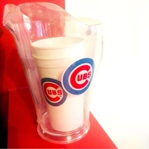 BOGO Cubs win! And so will you with this NIP plastic pitcher n 2 glasses.